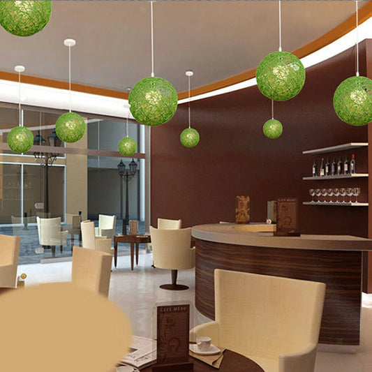 Lampada a sospensione in rattan verde Ø20cm – Lampada a sospensione E27 vintage~2082