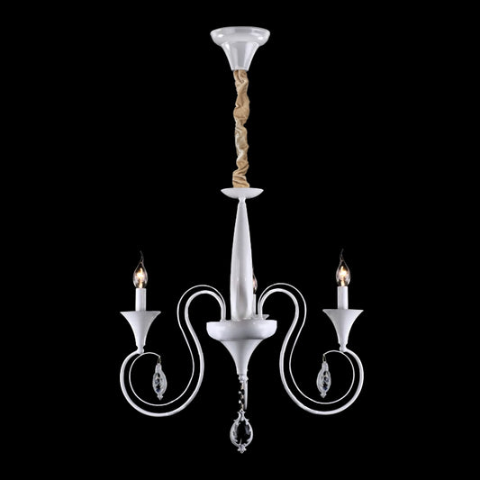 Deko-Kronleuchter Weiß mit 3 Kerzenlichtern