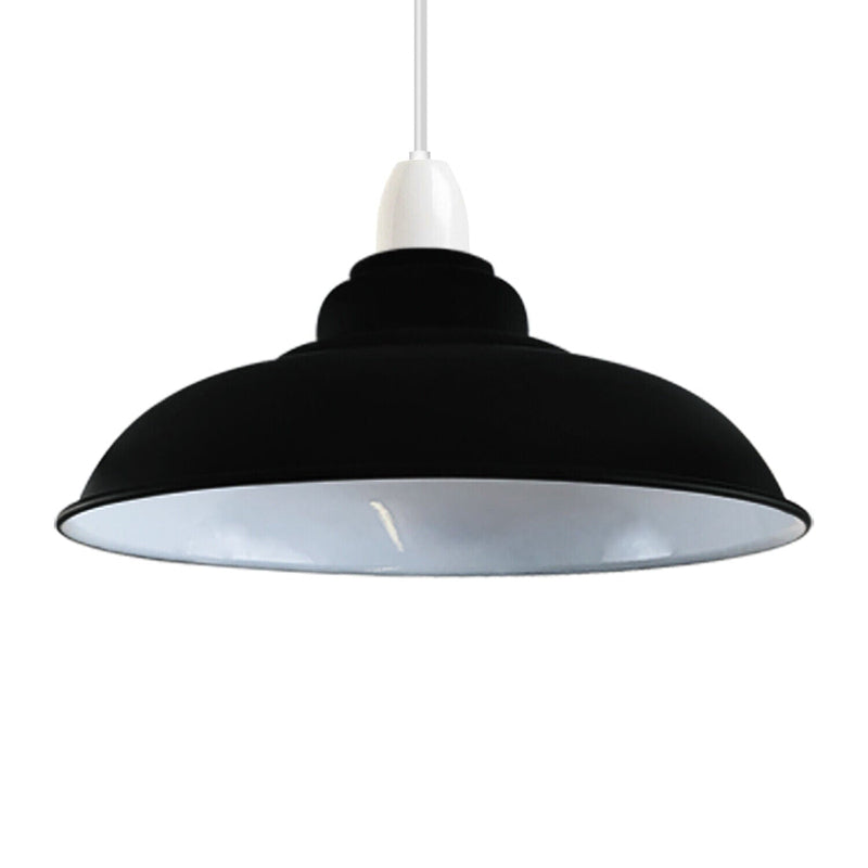 Eleganter schwarzer Metall-Lampenschirm mit weißem Inneren, passend für E27 Wand-, Decken- oder Pendelleuchten