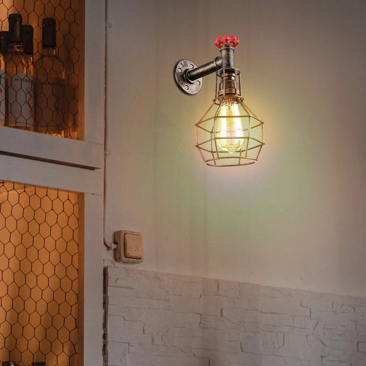 Retro Rohrwandleuchte in gebürstetem Kupfer-Look