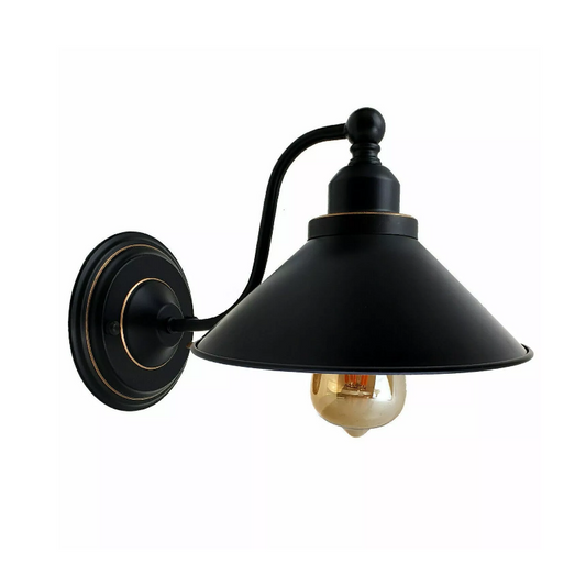 Schwarze Industrial Wandleuchte mit weißem Lampenschirm für modernes Interior