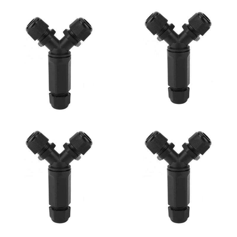 Vier Y-Kabelverbinder, wasserdicht IP68, für Außenbereich
