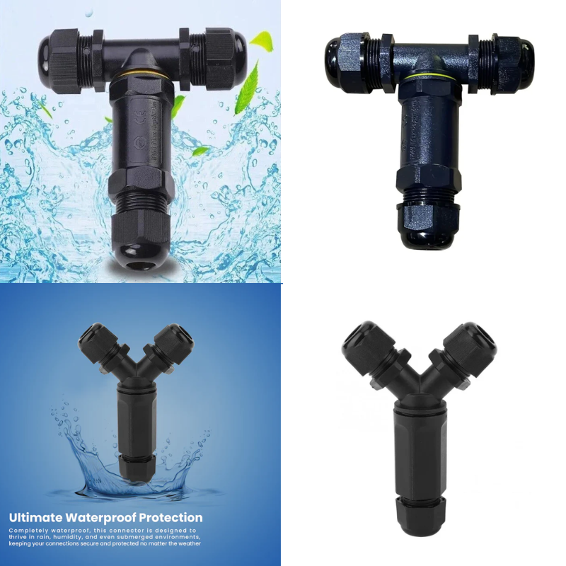 Vergleich von Y- und T-Kabelverbindern, wasserdicht IP68