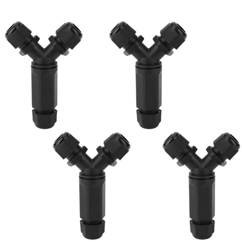 4 Y-Kabelverbinder IP68, robust & wetterfest, Farbe Schwarz
