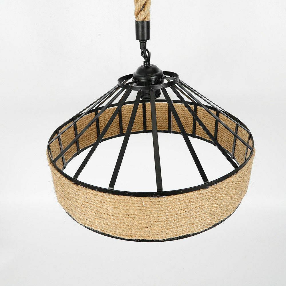 Retro Industrial Vintage Loft Hanfseil Pendelleuchte Deckenlampe