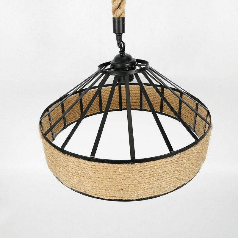 Retro Industrial Vintage Loft Hanfseil Pendelleuchte Deckenlampe