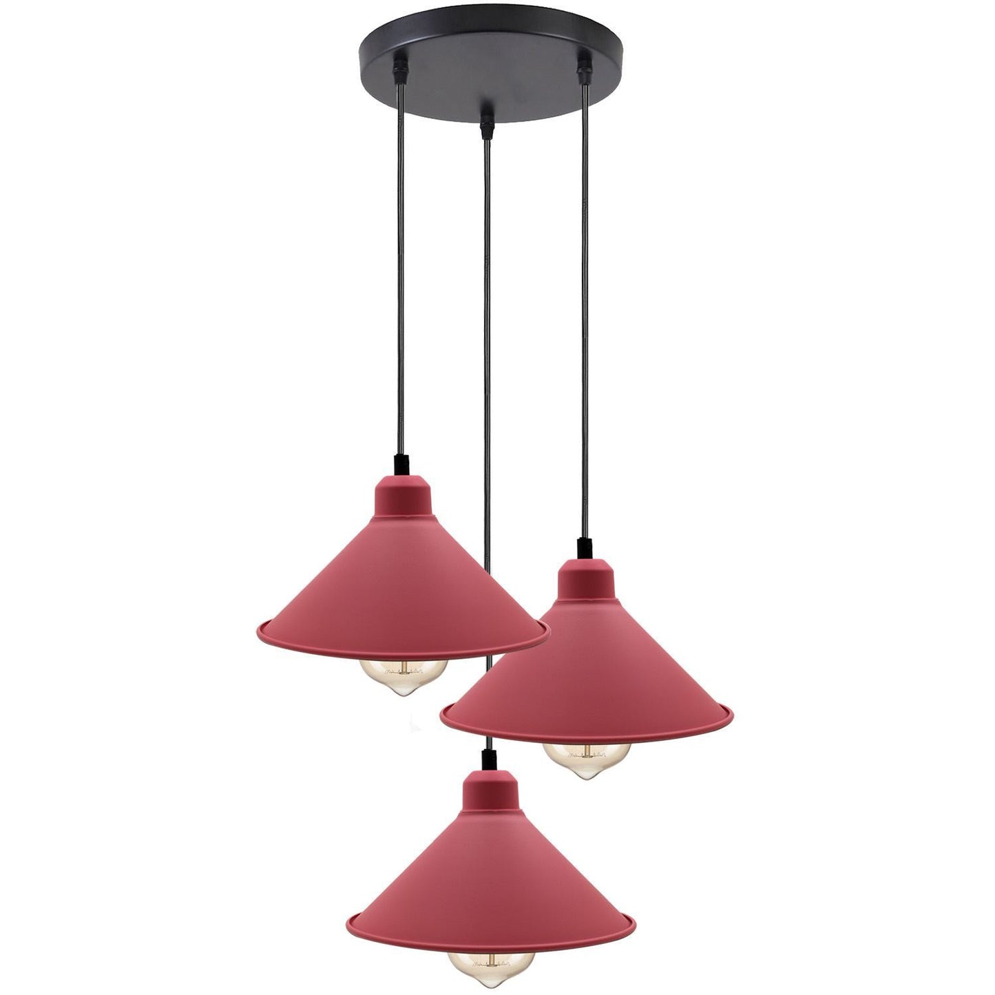 Retro industrielle hängende Kronleuchter-Decken-Kegel-Schatten rosa Farbe Vintage-Metallpendelleuchte