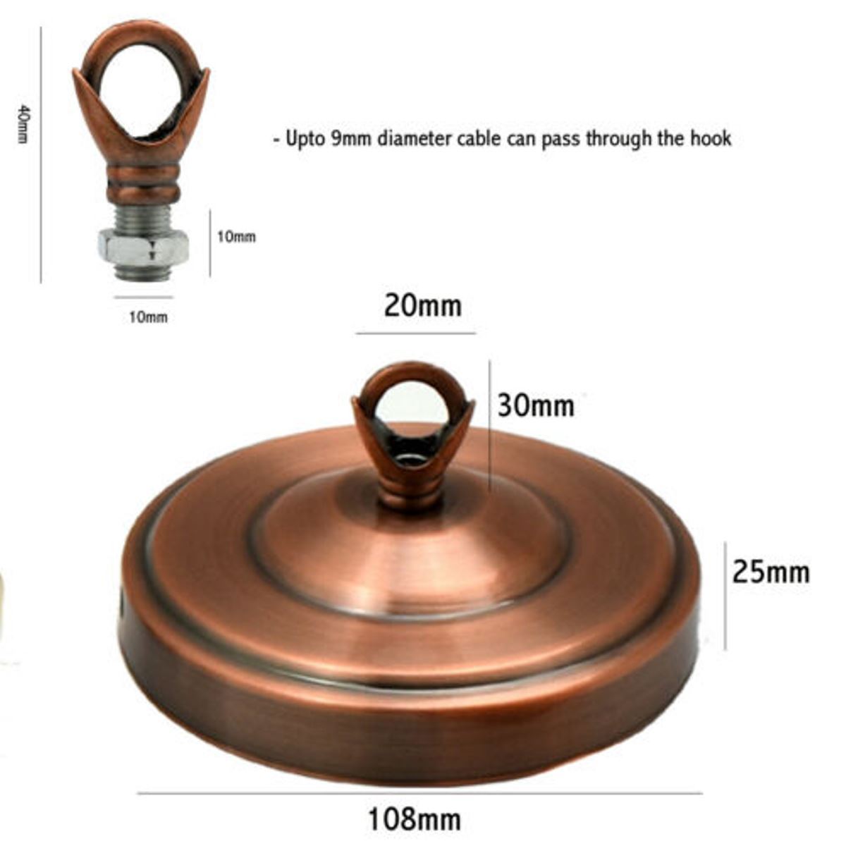 108mm Durchmesser Decke Rose Hakenplatte Kupfer Farbe Leuchten Kronleuchter - Shop für LED-Leuchten - Transformatoren - Lampenschirme - Halter | LEDSone UK