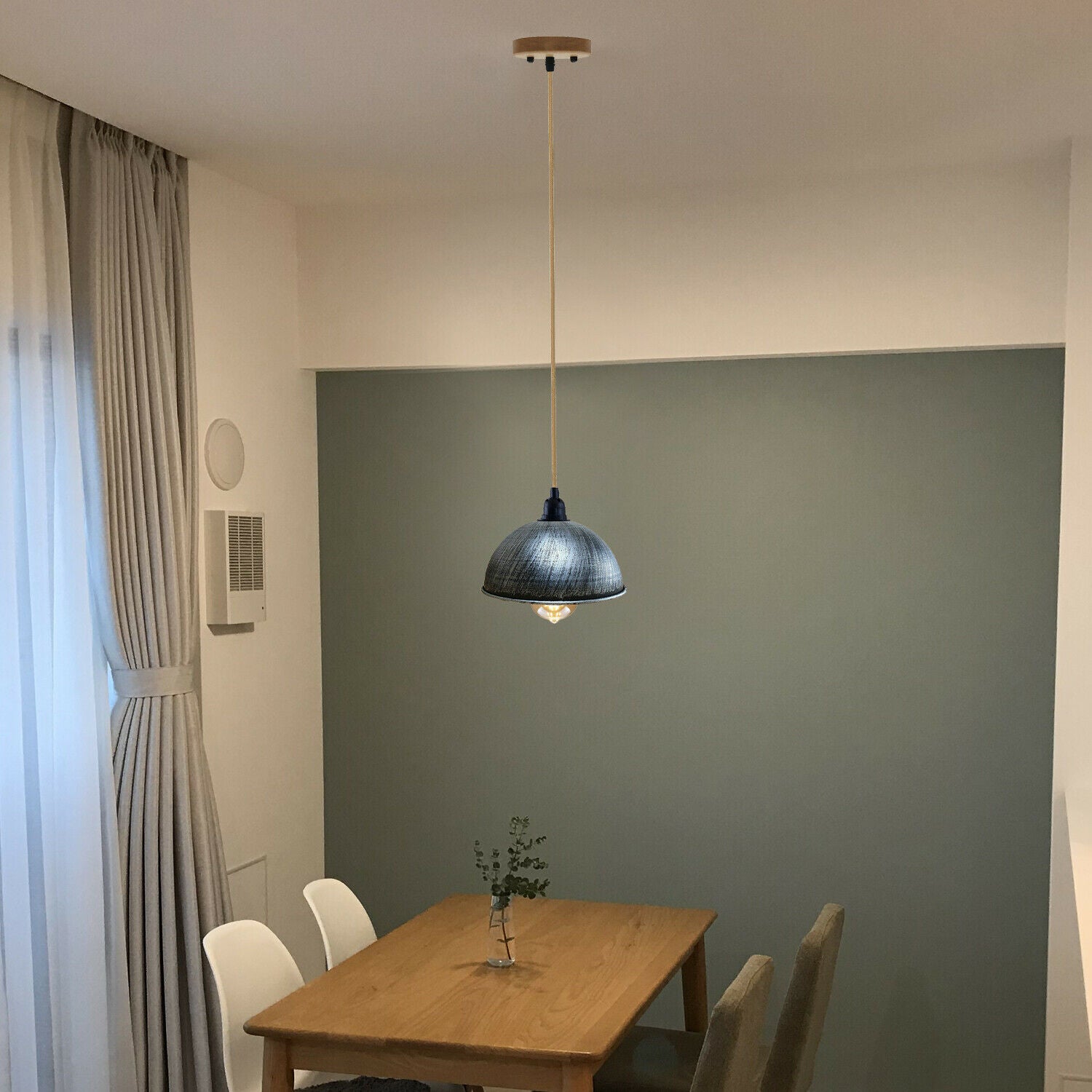 Retro-Stil Vintage Industrial Hanf Anhänger Lampenschirm aus Metall gebürstet Silber
