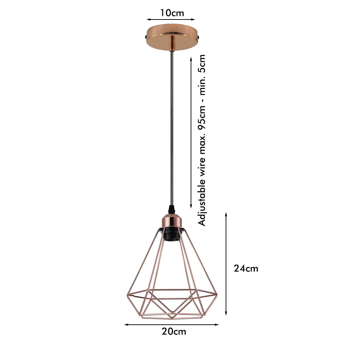 Industrielle Vintage Loft Rose Gold ohne Glühbirne Diamantform Kronleuchter Deckenpendelleuchte Lampe