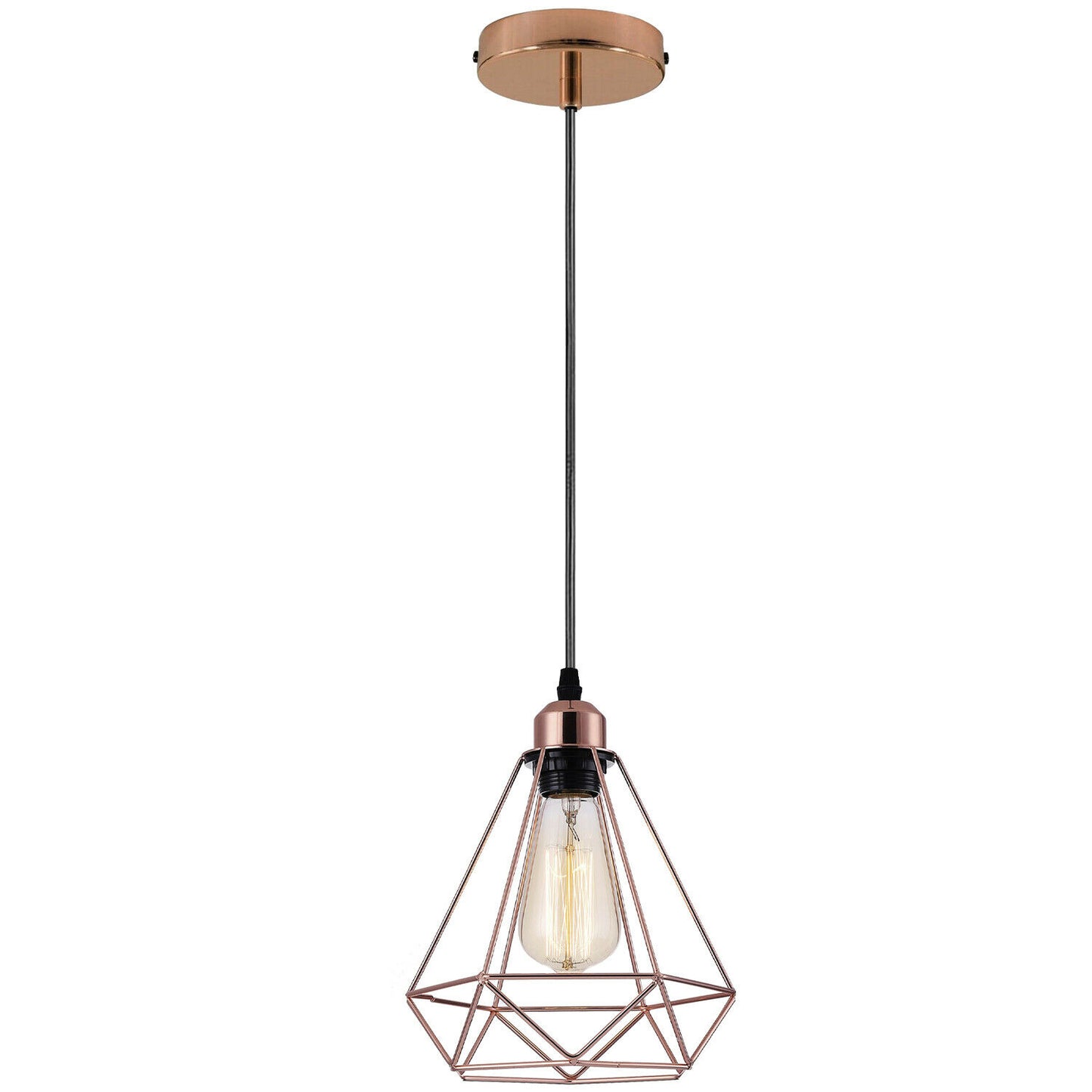 Industrielle Vintage Loft Rose Gold ohne Glühbirne Diamantform Kronleuchter Deckenpendelleuchte Lampe
