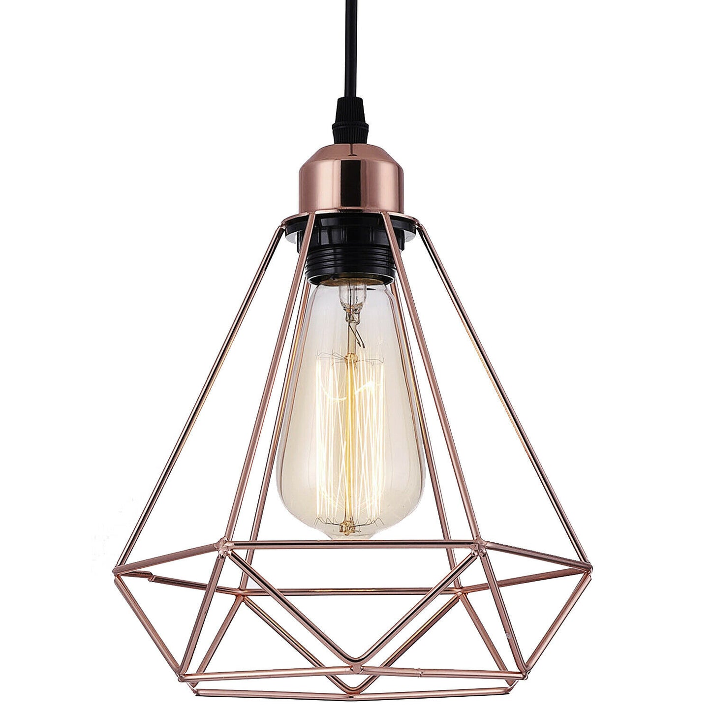 Industrielle Vintage Loft Rose Gold ohne Glühbirne Diamantform Kronleuchter Deckenpendelleuchte Lampe