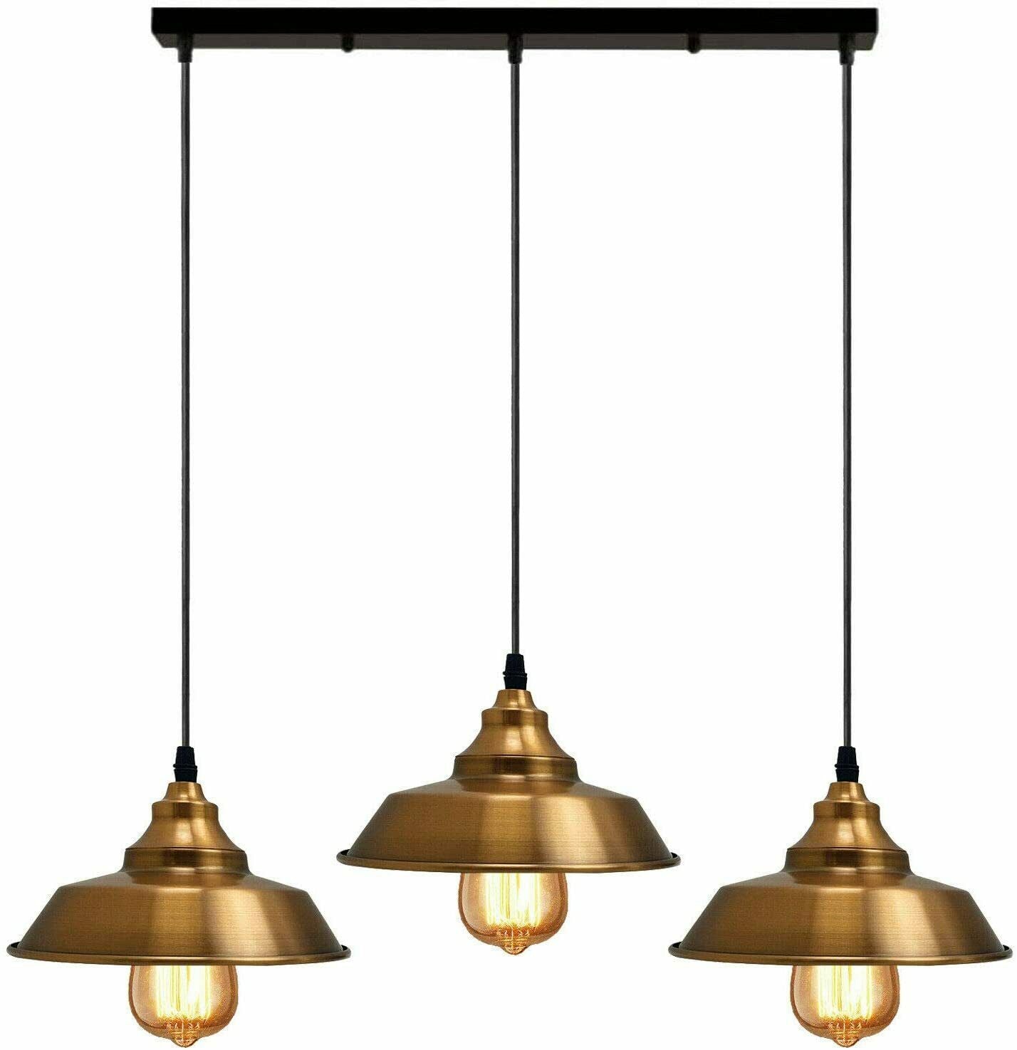 Retro Industrial Bowl Shape Deckenpendelleuchte Indoor Kronleuchter Fitting Gelb Messing