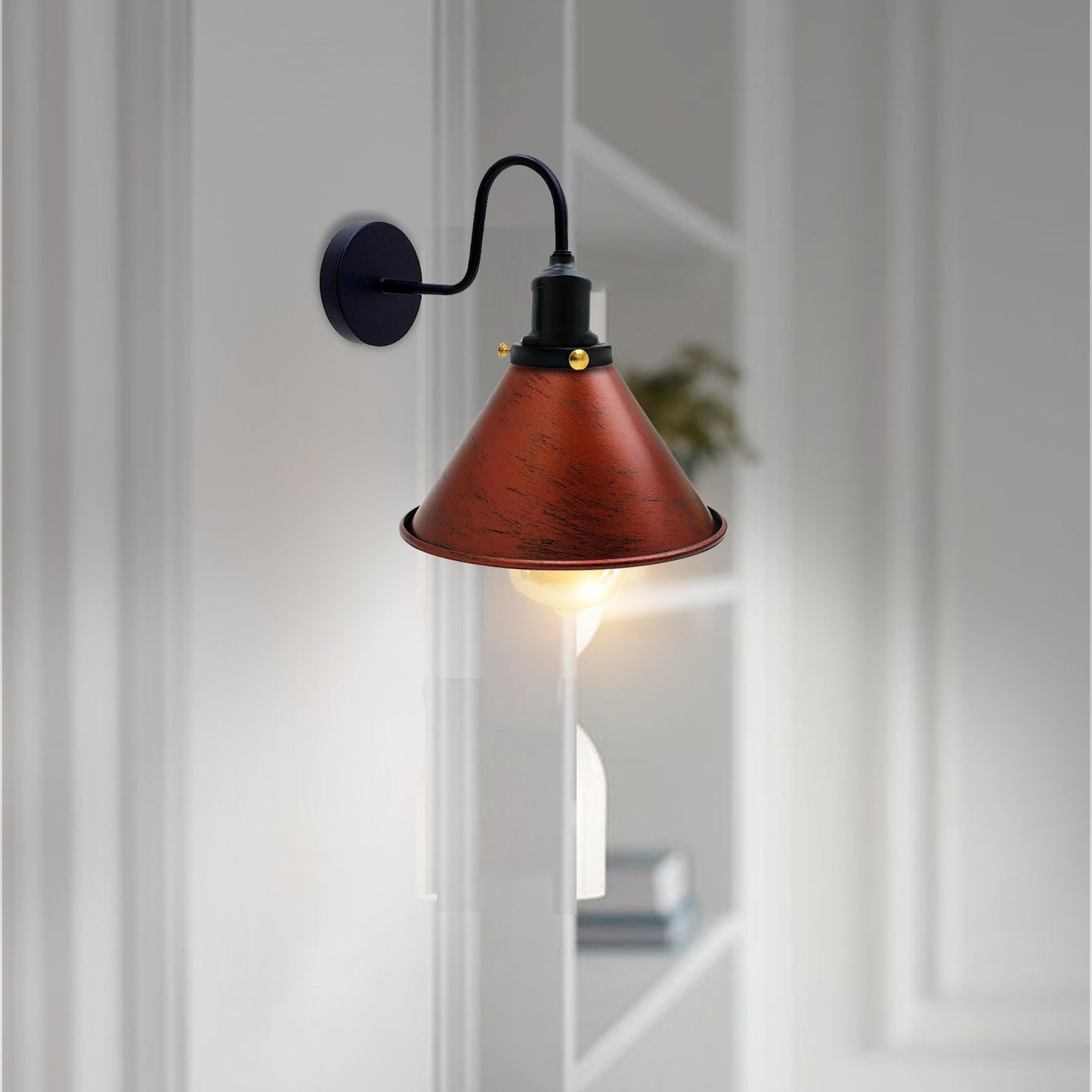 Industrielle Wandleuchte aus Metall Vintage Kegelform Wandleuchte Rustikal rot