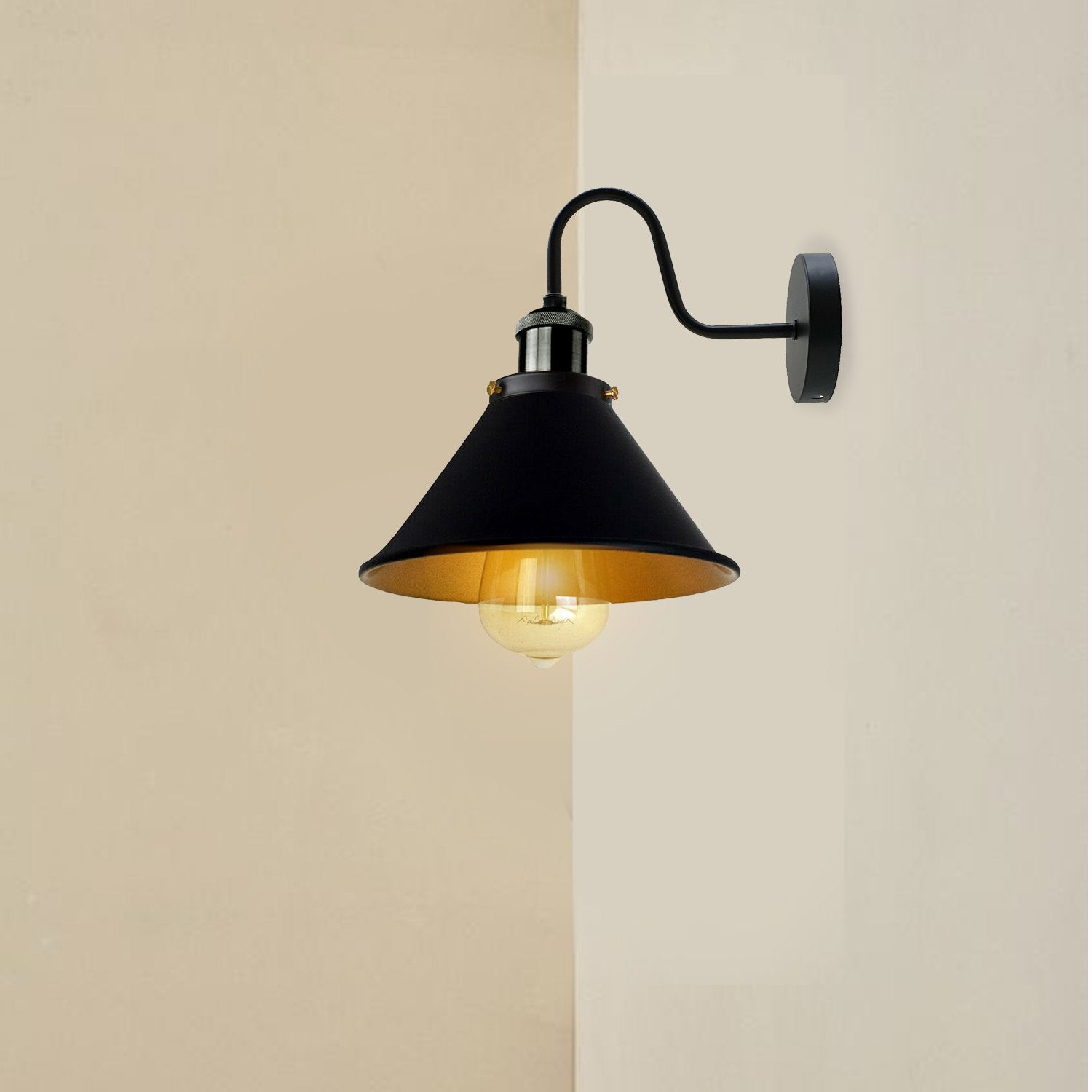 Konische Vintage Wandleuchte Industrielle Wandleuchte aus Metall