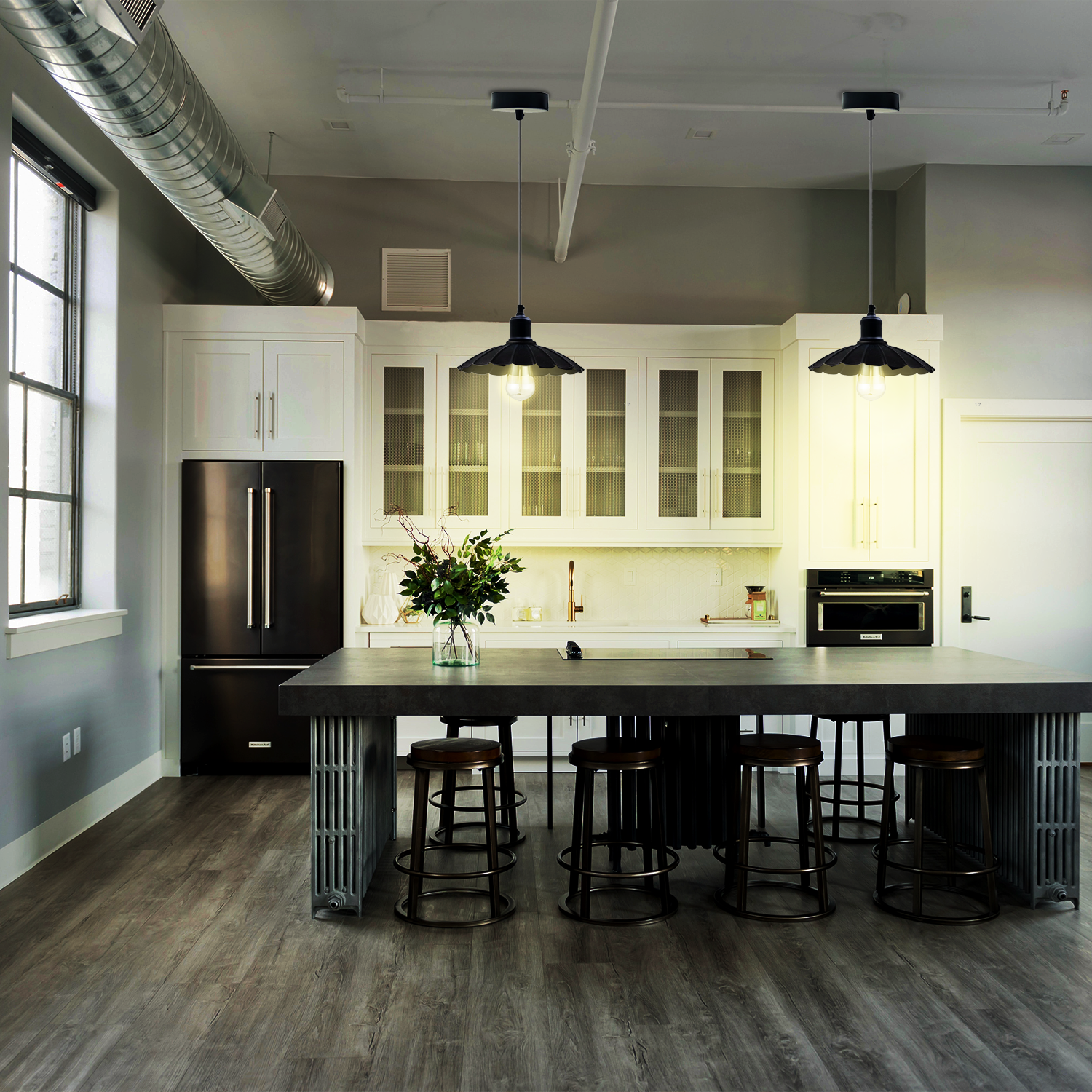 Hell Kücheninsel Schwarz Pendelleuchten Regenschirm Design