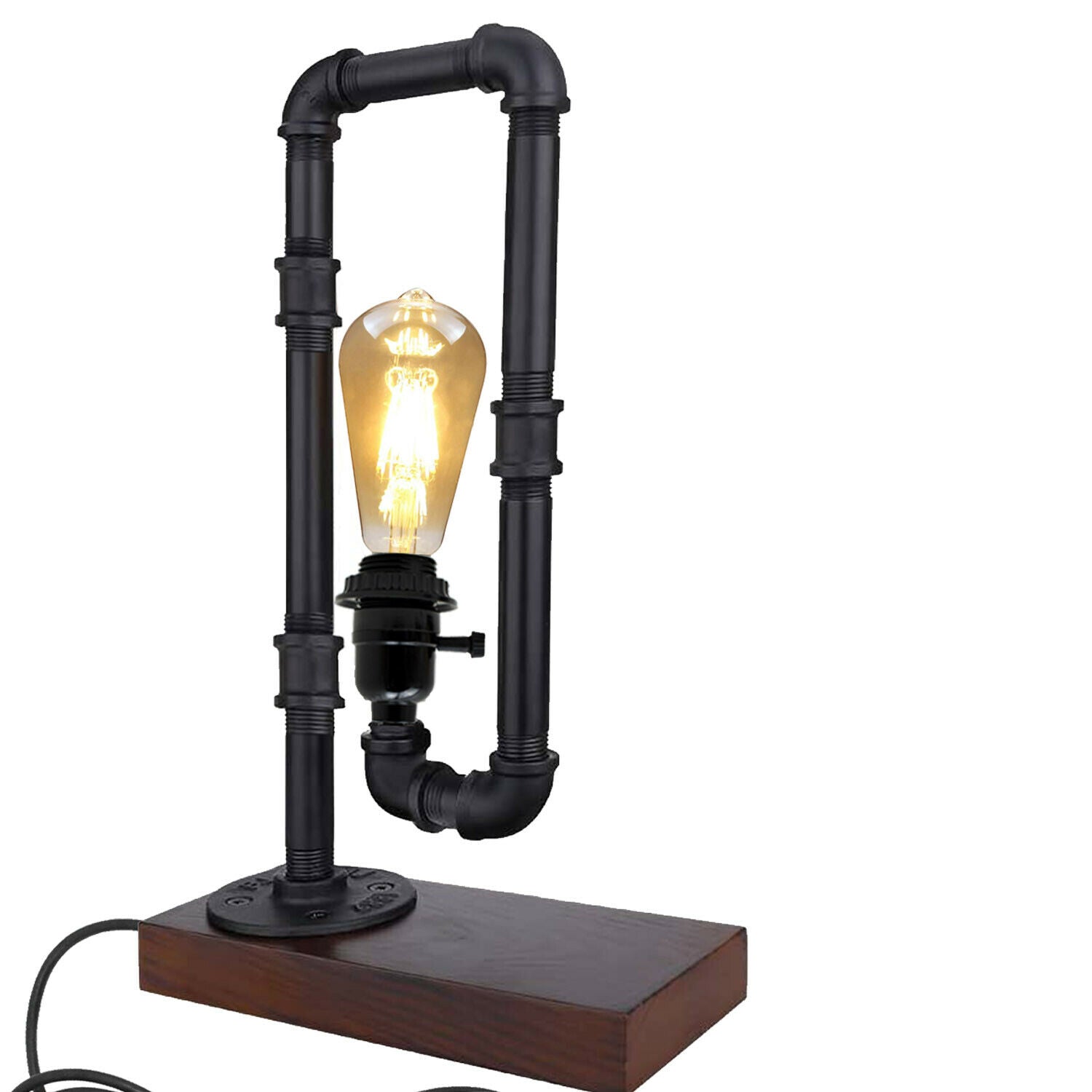 Industrieller rustikaler Retro-Stil Pfeifenleuchte Steampunk Schreibtisch Tisch Schlafzimmerlampe Licht ohne Schirm LEDSone DE