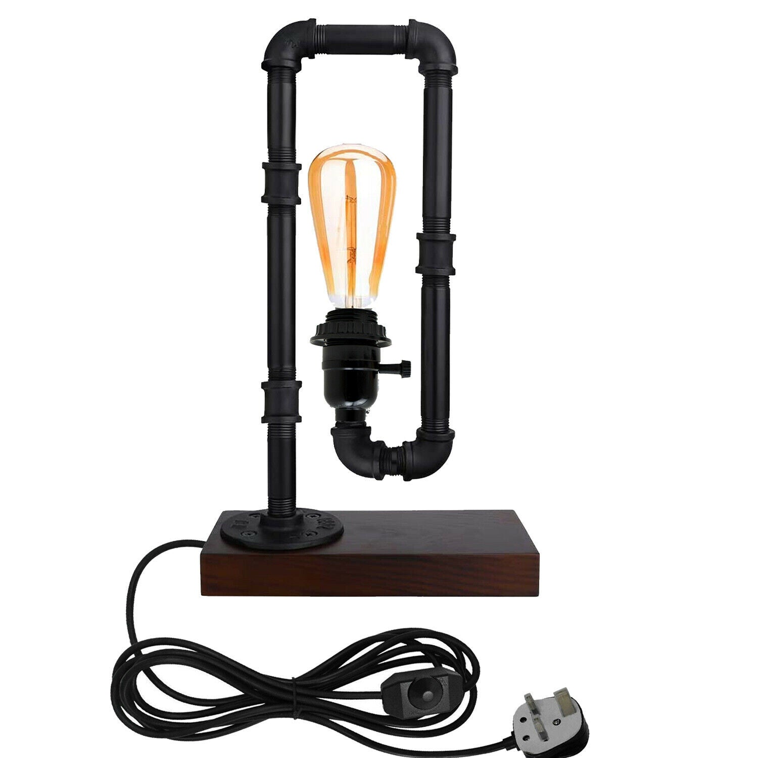 Industrieller rustikaler Retro-Stil Pfeifenleuchte Steampunk Schreibtisch Tisch Schlafzimmerlampe Licht ohne Schirm LEDSone DE