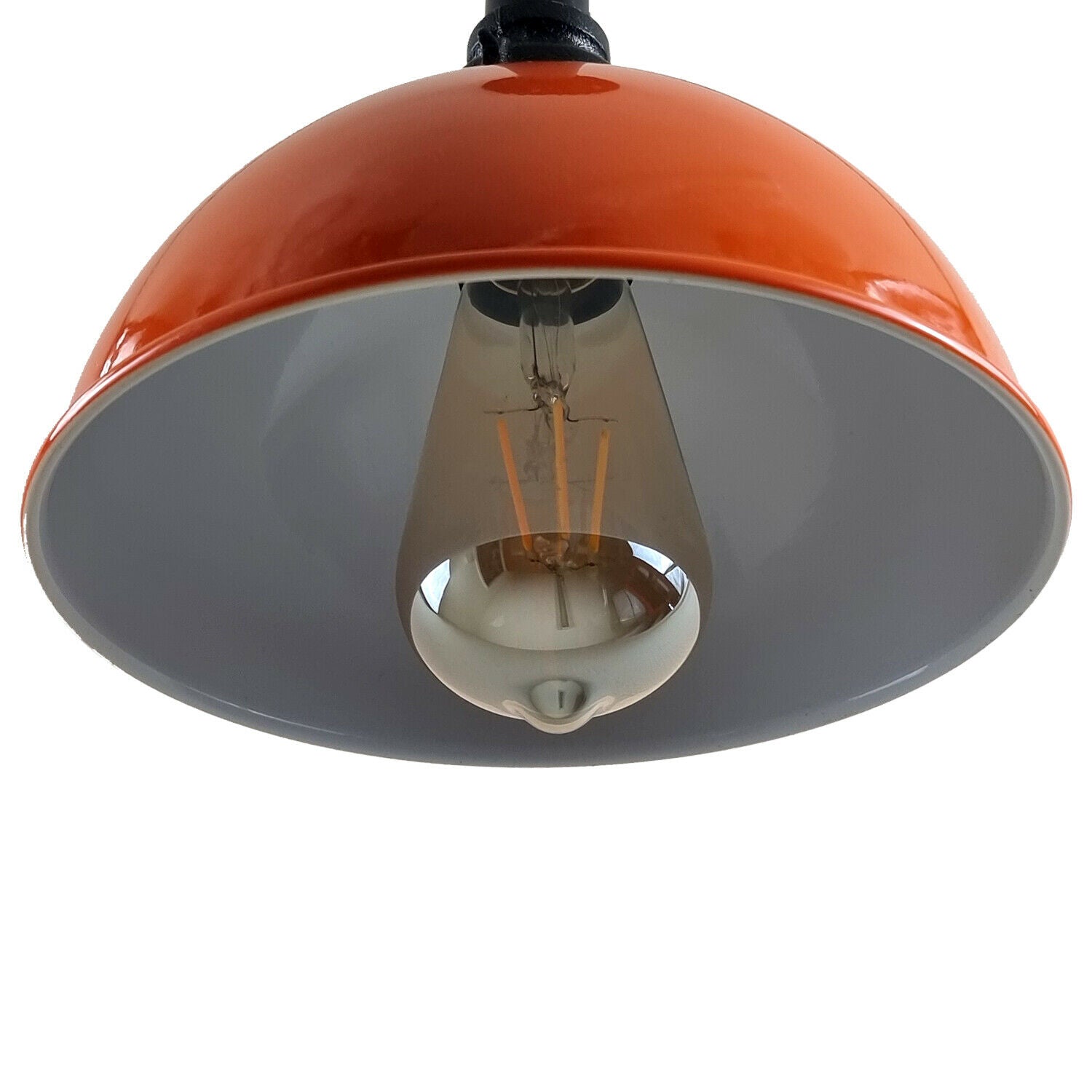 Schwarze Industrie-Tischlampe Steampunk Schreibtisch Tisch mit orangefarbenem Schirm LEDSone DE