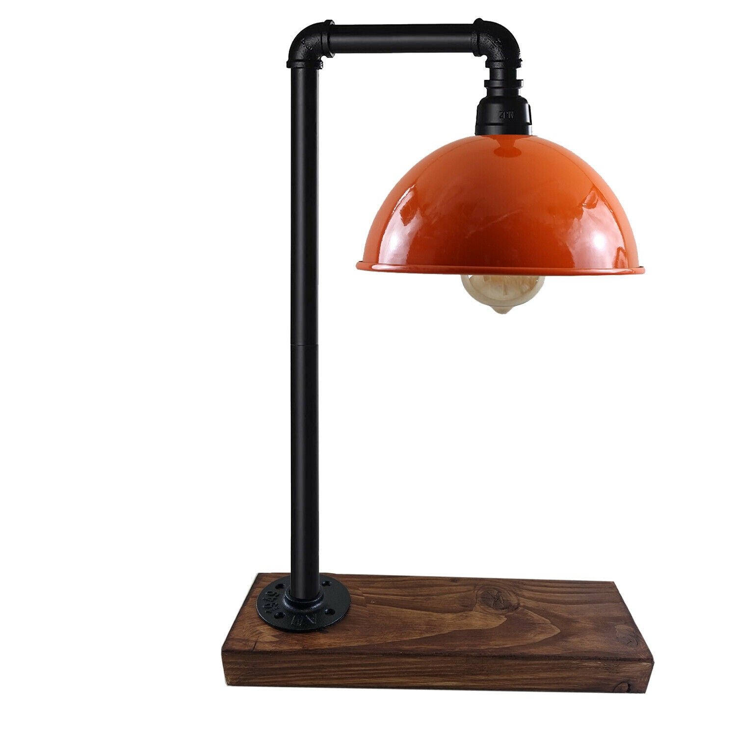 Schwarze Industrie-Tischlampe Steampunk Schreibtisch Tisch mit orangefarbenem Schirm LEDSone DE