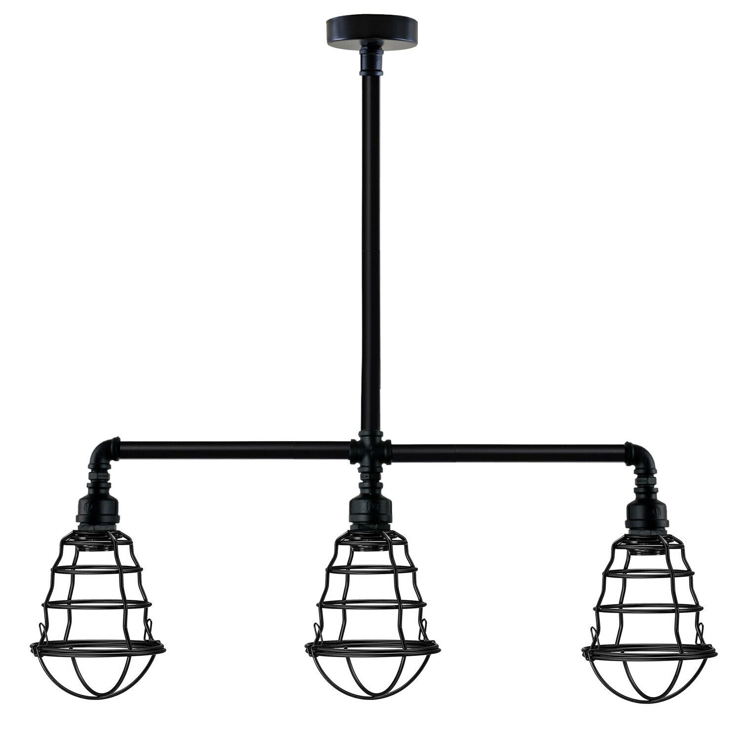 Verzinkte Decken-3-Kopf-Lampe Schwarzes Metall Wasserrohr-Leuchte LEDSone DE