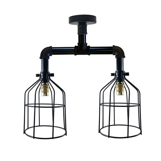 Industrie B22 Vintage Deckenleuchten Metallrohr Retro Loft Decken- und Käfiglampen Rohrlampen ~2407
