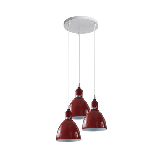 Lampade a sospensione industriali, lampada a sospensione a 3 luci, 15 cm, bordeaux~2500