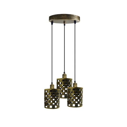 Lampada a sospensione retrò a 3 fiamme, 11 cm, ottone spazzolato~2511
