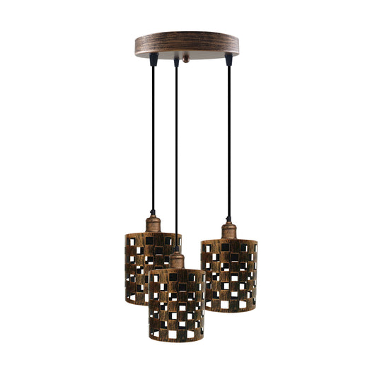 Esstischlampe Pendelleuchte 3-Flammig Käfig, 11 cm, Kupfer Gebürstet~2512