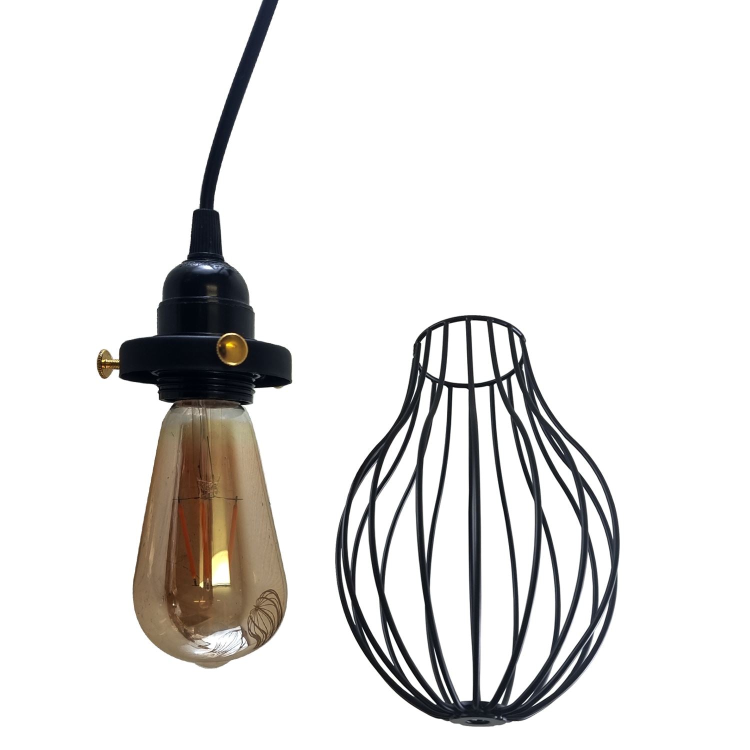 Retro Industrieller Schwarzer Indoor Hängende Verstellbare Pendelleuchte Große Vase Käfig Deckenleuchter
