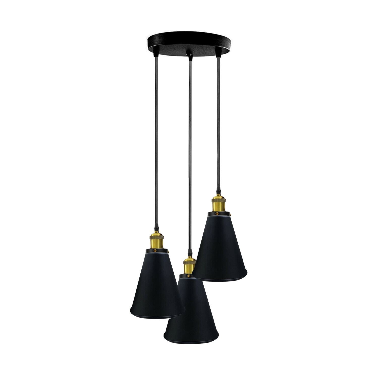 Industrielle Retro 3-Kopf Vintage Runde Basis Pendelleuchte Deckenleuchte