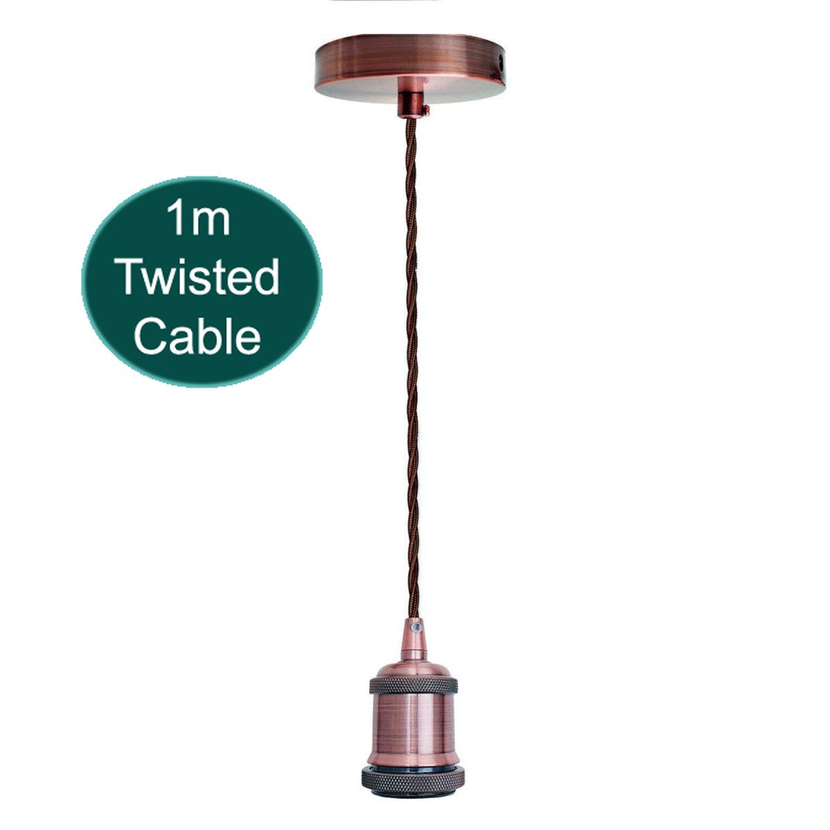 1m braunes verdrilltes Kabel E27 Base Copper Holder