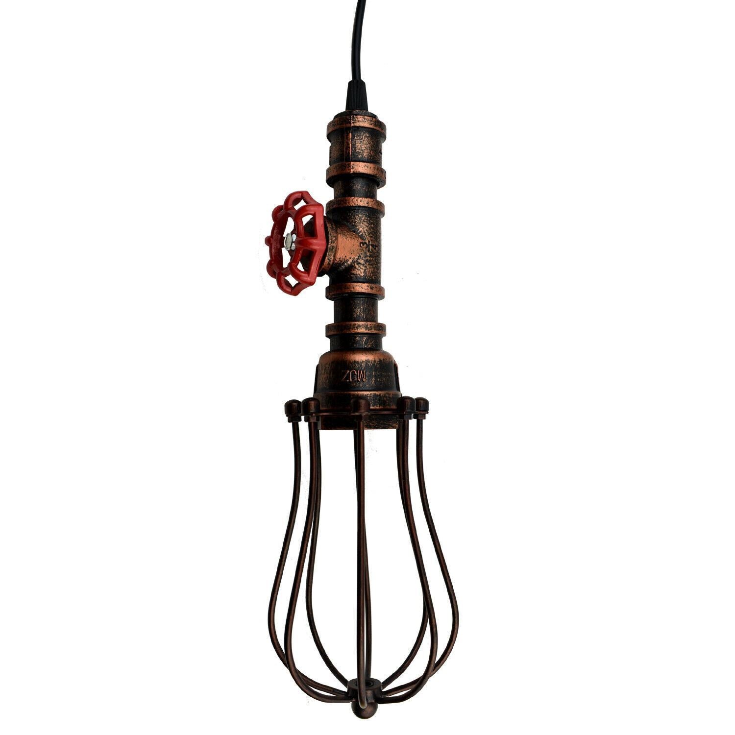 Rustikale rote Pendelleuchte Steampunk Rohrleuchte Ballonkäfiglampe hängende Innenleuchte für Küche, Wohnzimmer
