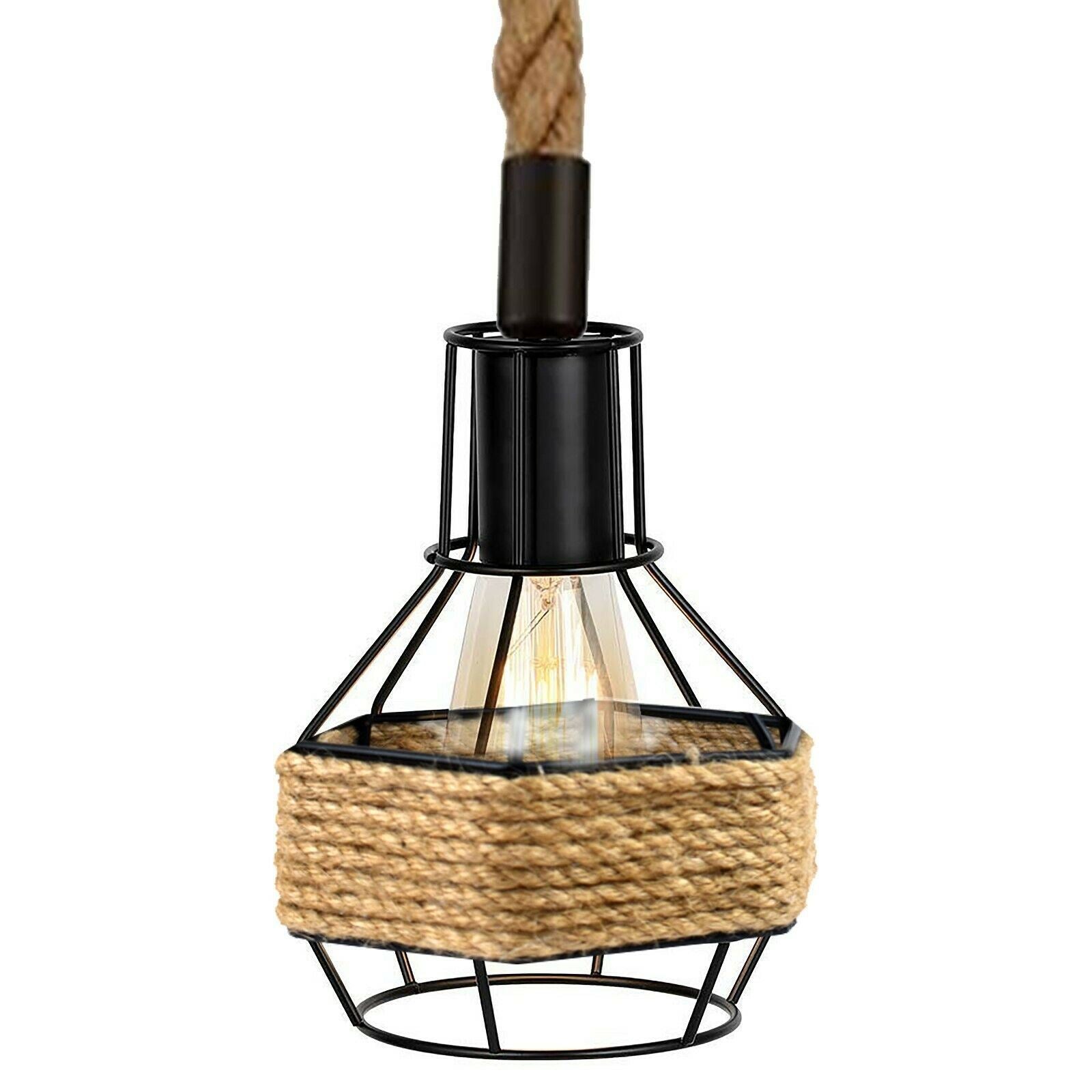 Industrial Retro Loft Hanfseil Eisen Pendelleuchte