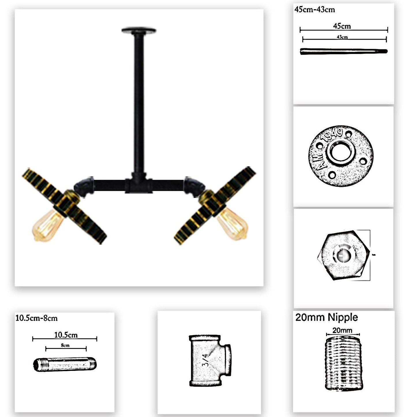Vintage Retro & Industrial Style Einbauleuchten und Rohrleuchten für Deckenleu