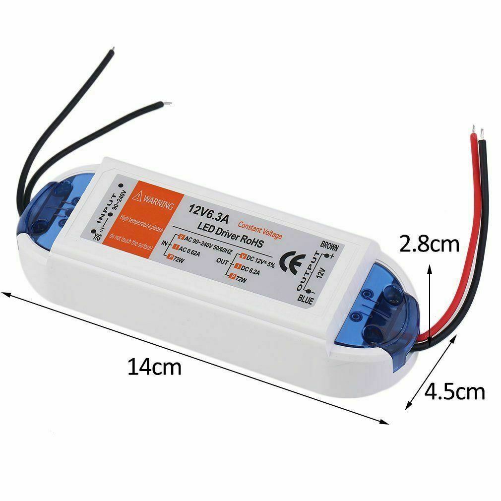 Neuer DC 12V LED Treiber Blau und Orange 18W / 28W / 48W / 72W / 100W Netzteil Treibertransformator