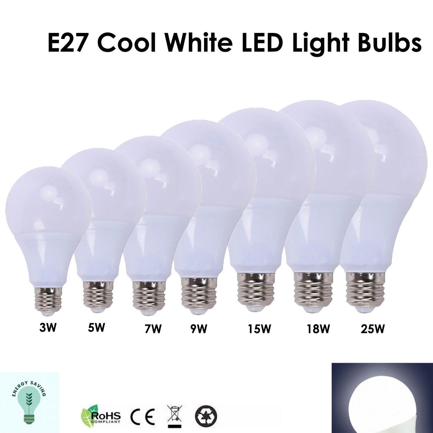 15 W E27 Schraub-LED-Licht GLS-Lampen, energiesparende Edison Cool White 6000 K nicht dimmbare Lichter
