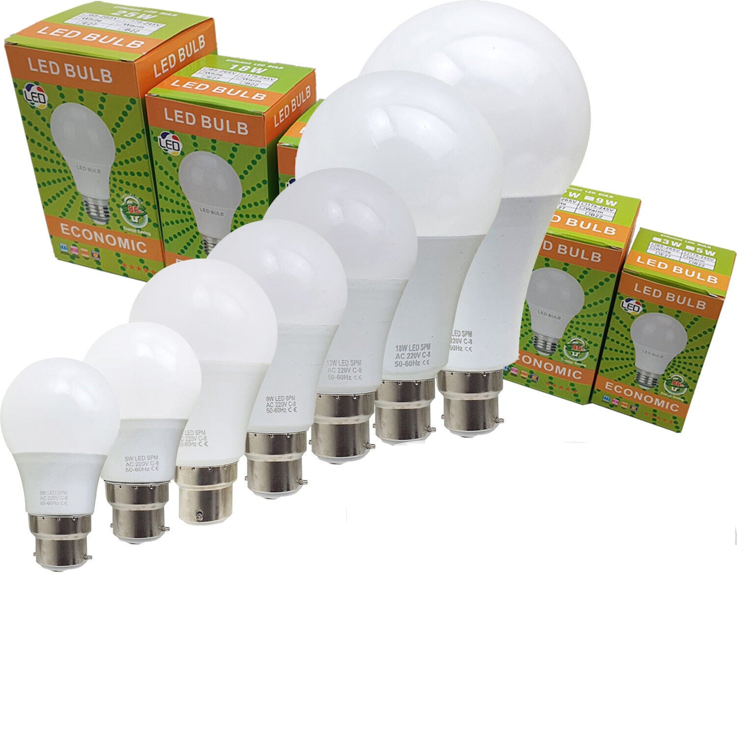 B22 3 W energiesparende warmweiße LED-Glühbirnen A60 B22 Einschraubbirnen, nicht dimmbar