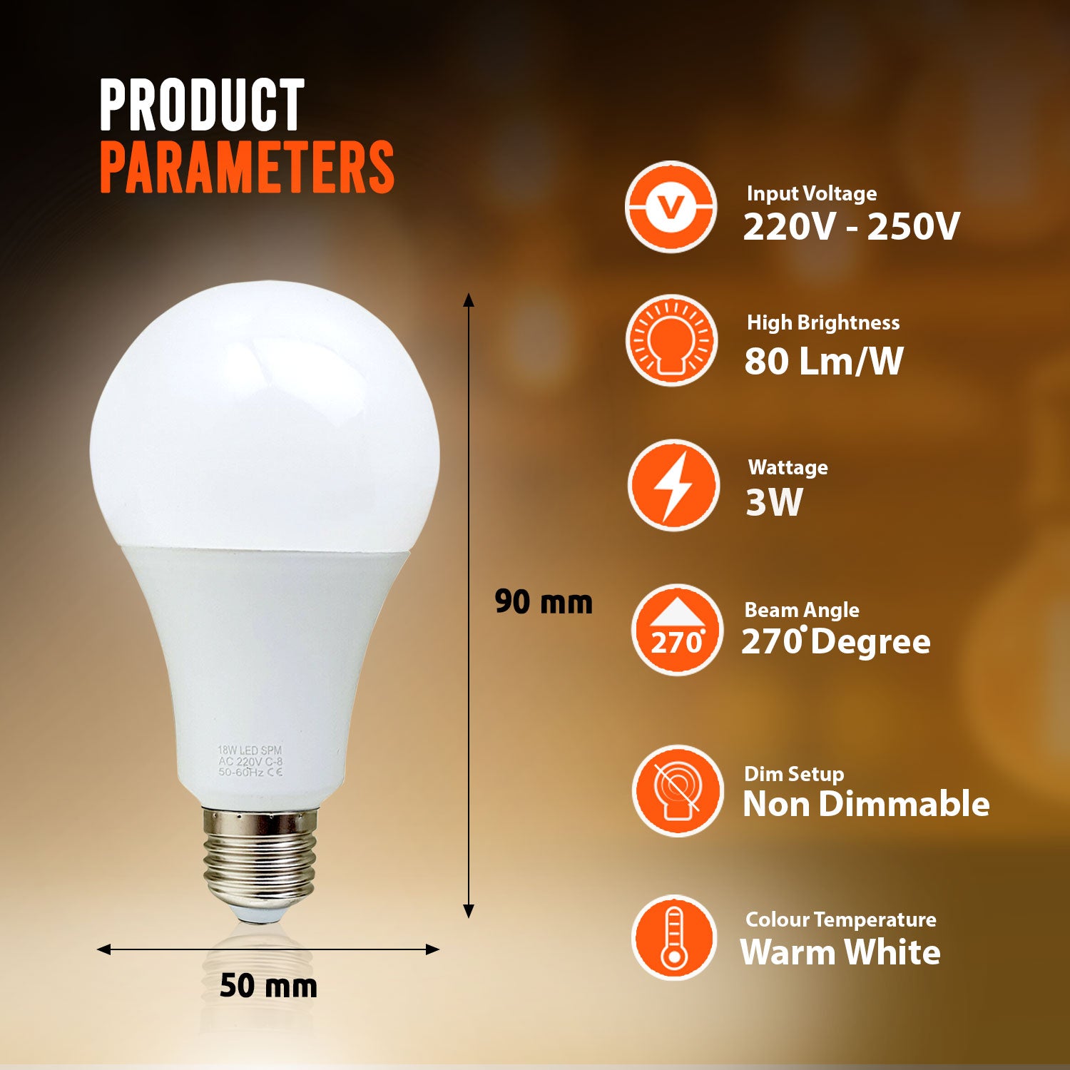 E27 3 W energiesparende warmweiße LED-Glühbirnen A60 E27 Schraubbirnen, nicht dimmbar