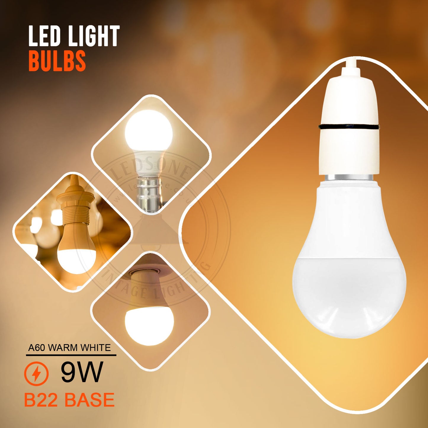 B22 9 W energiesparende warmweiße LED-Glühbirnen A60 B22 Schraubbirnen, nicht dimmbar