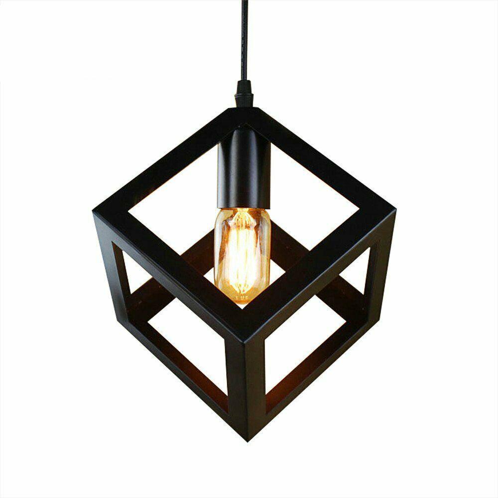 Industrielle Vintage 1/3 Light Black Square Cluster Pendelleuchte