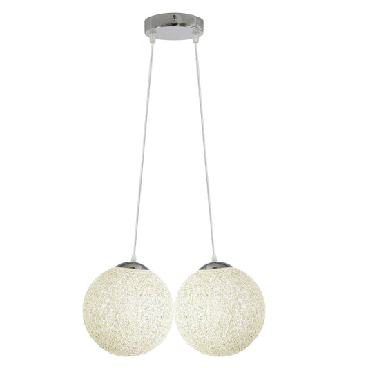 Weiß Rattan Wicker Woven Ball Globe 2 Outlet Moderne Pendelleuchte Hängende Deckenleuchte