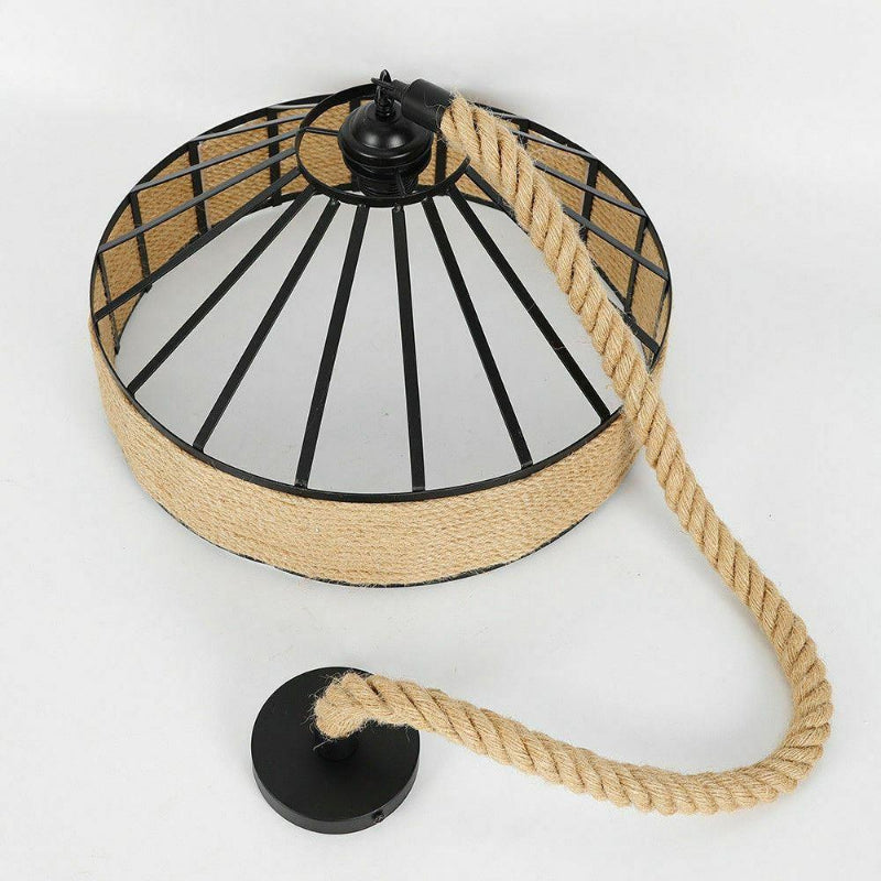 Retro Industrial Vintage Loft Hanfseil Pendelleuchte Deckenlampe