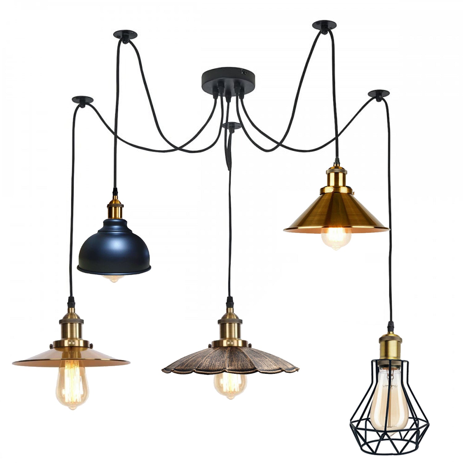 Multi Shade 2m Pendelleuchte Käfig Retro Industrielle Deckenleuchte Spinnenlampe