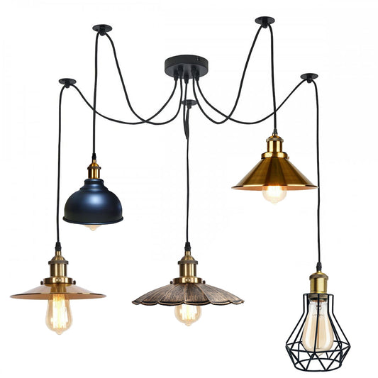 Multi Shade 2m Pendelleuchte Käfig Retro Industrielle Deckenleuchte Spinnenlampe