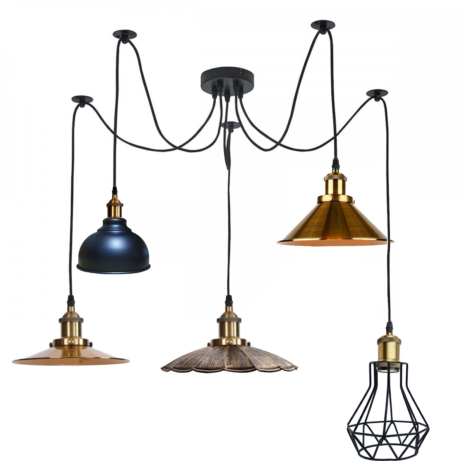 Multi Shade 2m Pendelleuchte Käfig Retro Industrielle Deckenleuchte Spinnenlampe