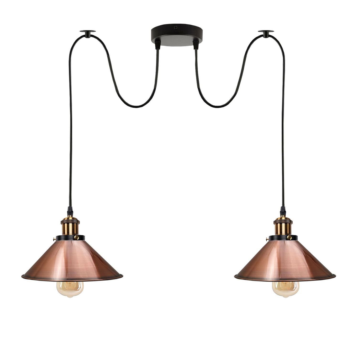 2-Wege Retro Industrie Deckenkabel E27 Hängelampe Pendelleuchte2-Wege-Retro-Industrie-Deckenkabel E27 Hängelampe Pendelleuchte