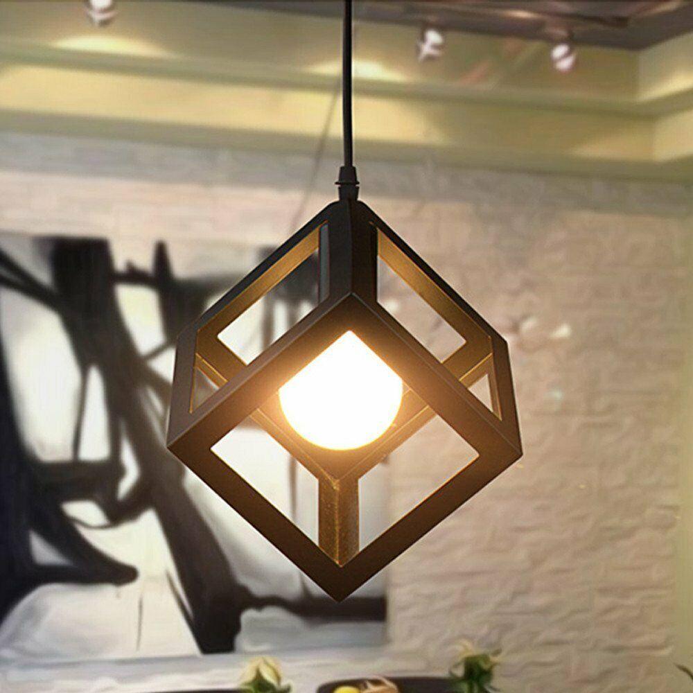 Industrielle Vintage 1/3 Light Black Square Cluster Pendelleuchte