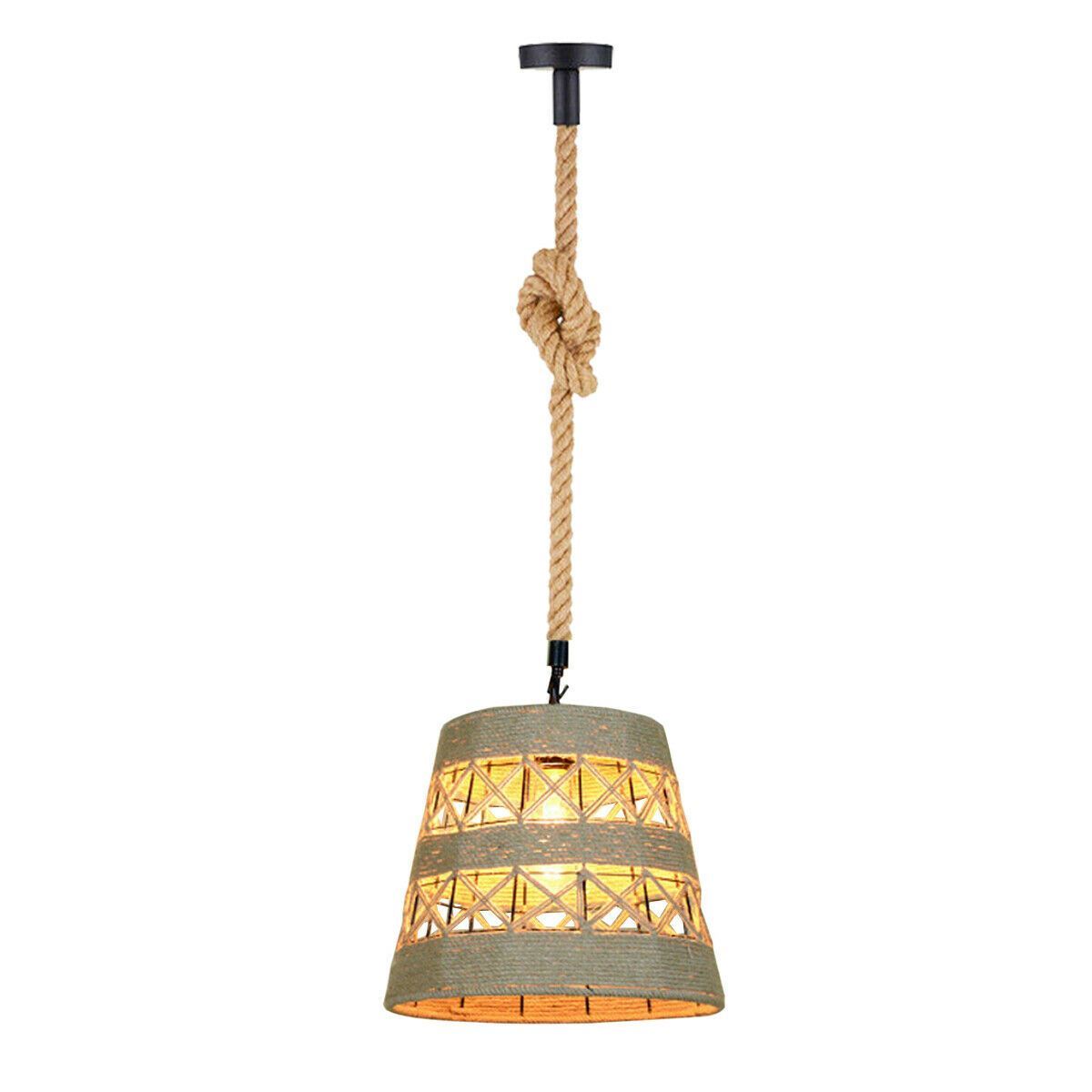 Retro Industrial Vintage Loft Hanfseil Pendelleuchte Deckenlampe