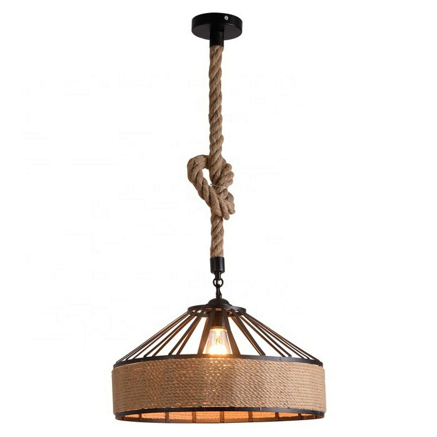 Retro Industrial Vintage Loft Hanfseil Pendelleuchte Deckenlampe